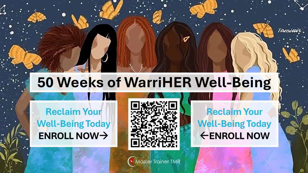 Inclusive image of a diverse group or women embracing with enrollment text and QR code